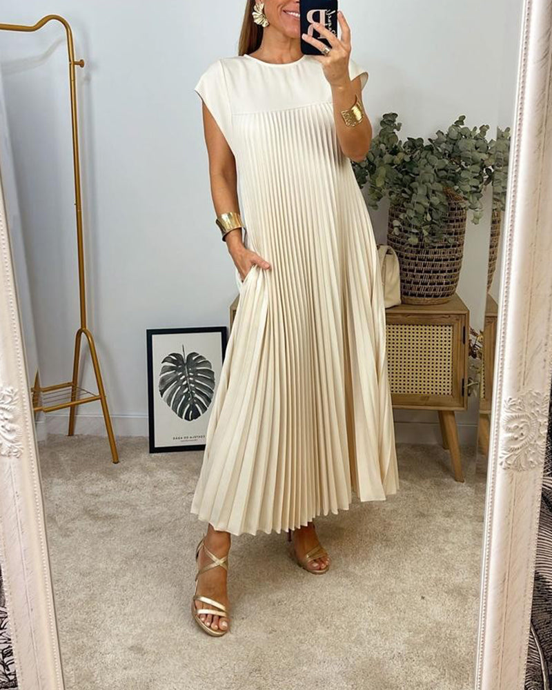 🔥VENTE CHAUDE🔥Robe sans manches plissée, simple et unie