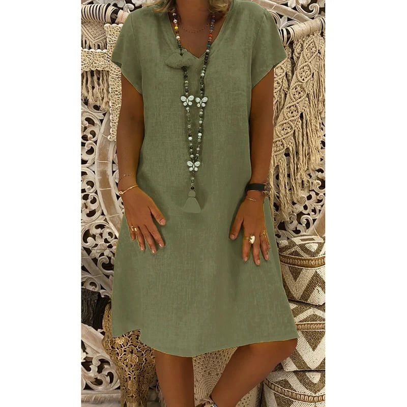 🌿Spring/Summer Classic 100% Linen Dresses🛫Livraison gratuite à partir de 2 pièces