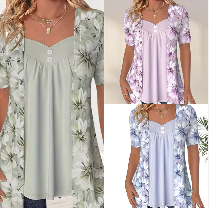 2025 Nouveaux produits👚Top patchwork floral irrégulier pour femmes