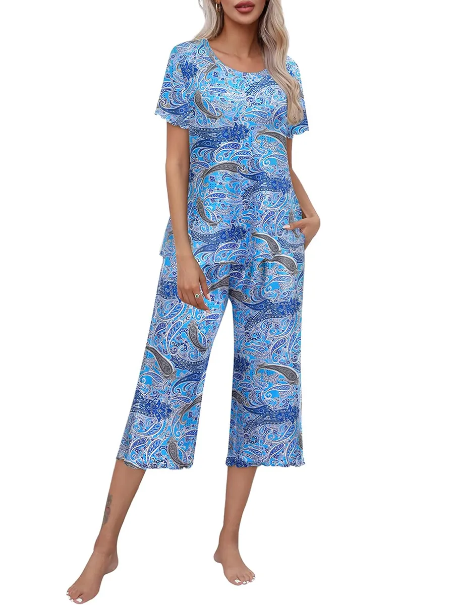 ⏳Limited time 50% discount💥Ensemble de vêtements de nuit Top et pantalon imprimés pour femmes