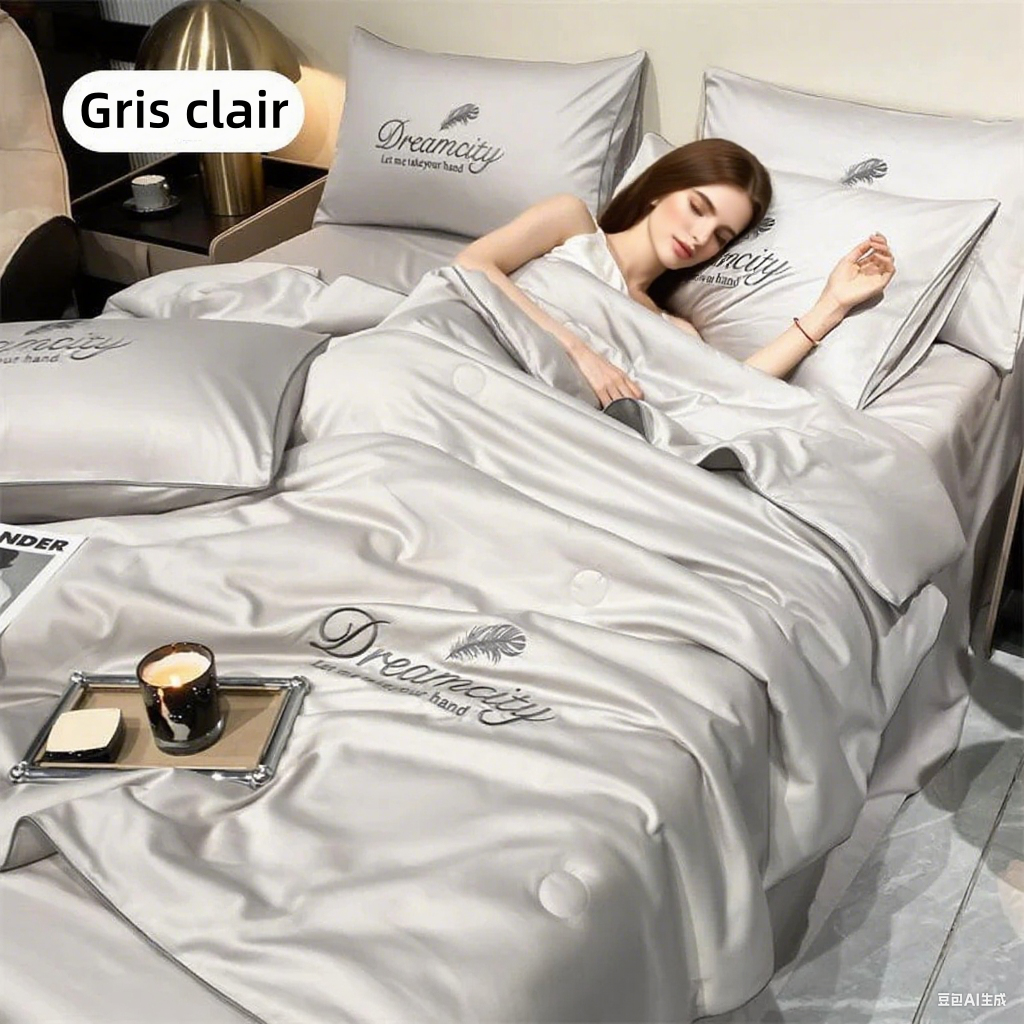 🛏Meilleurs prix pour l'été❄️Parure de lit quatre pièces en velours de haute qualité💕Confortable et rafraîchissant(🚀50% de réduction)