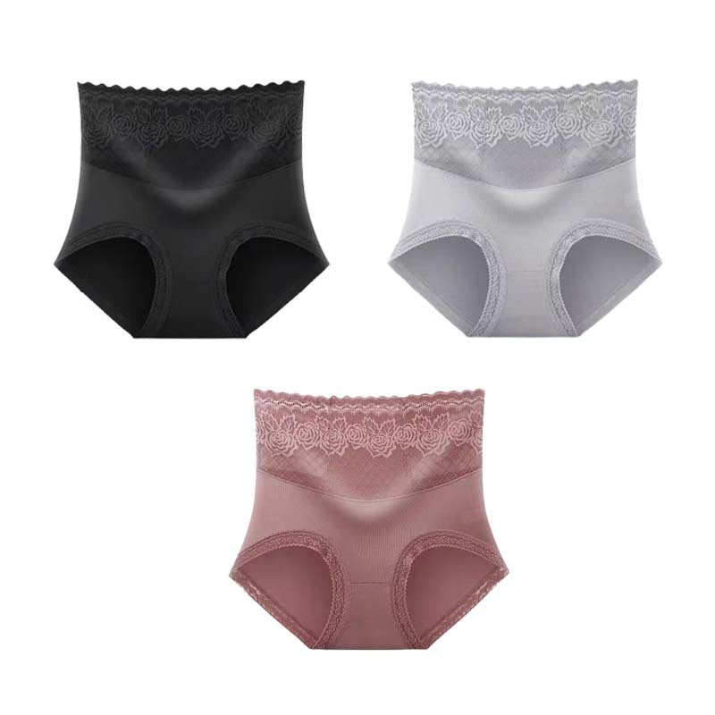 【Dernier jour pour acheter 2 et obtenir 1 gratuits】🎅🎊Culotte taille haute en dentelle avec ourlets latéraux.
