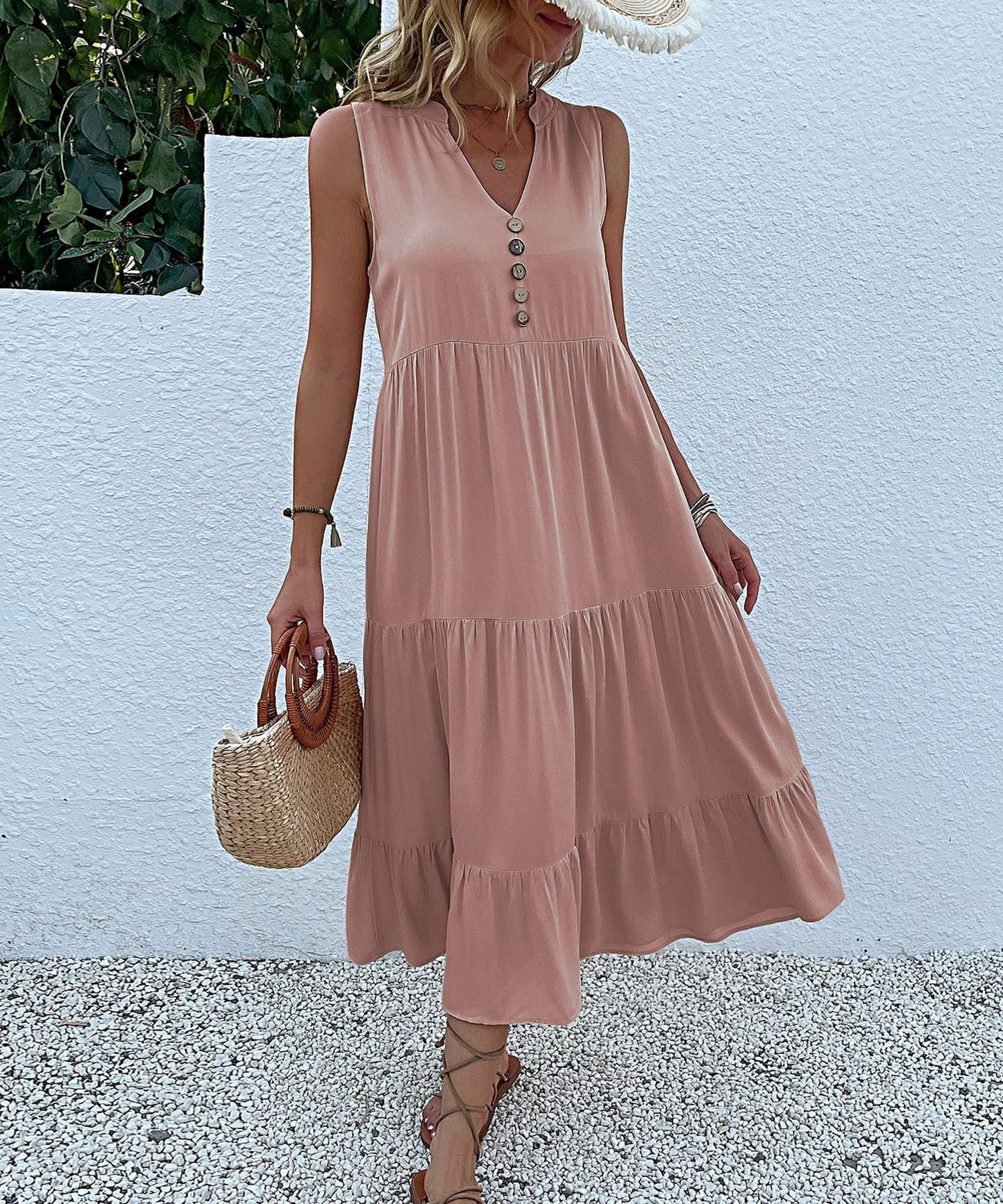 Soldes d'été - Robe à col en V confortable et respirante