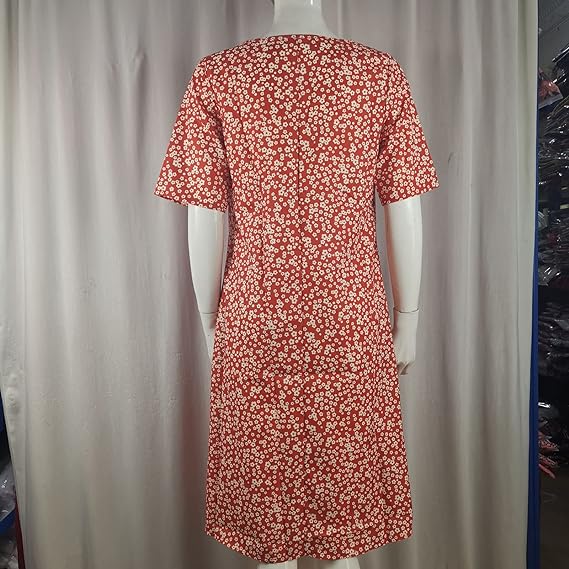 đRobe en coton Ă encolure dĂ©gagĂ©e pour femmes dĂ©contractĂ©es (8 couleurs avec poches)