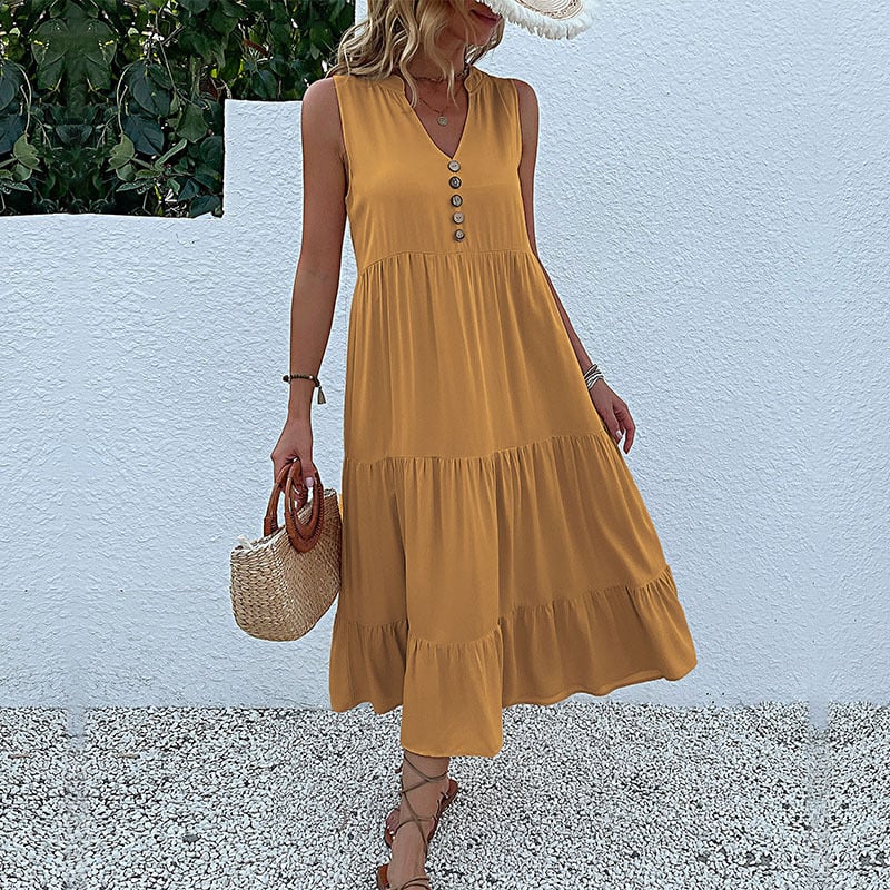 Soldes d'été - Robe à col en V confortable et respirante