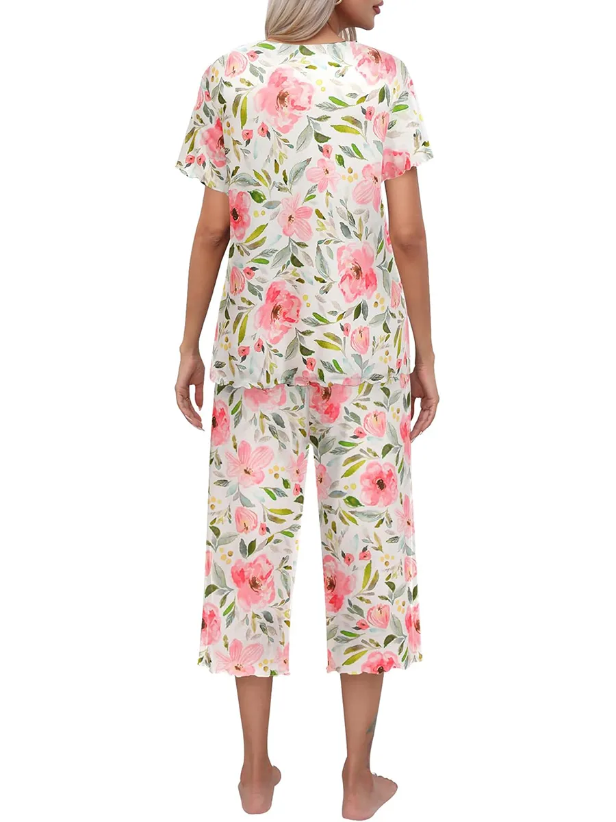 ⏳Limited time 50% discount💥Ensemble de vêtements de nuit Top et pantalon imprimés pour femmes