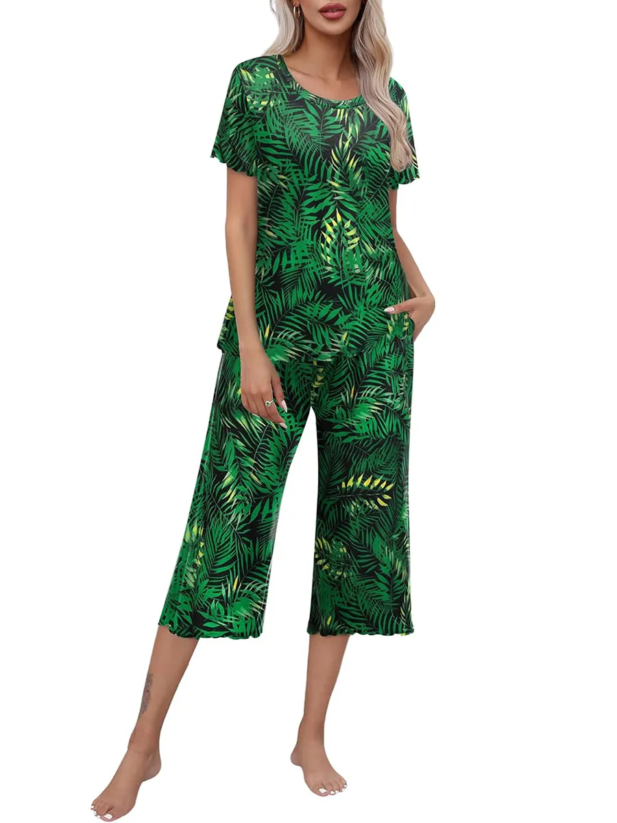 ⏳Limited time 50% discount💥Ensemble de vêtements de nuit Top et pantalon imprimés pour femmes