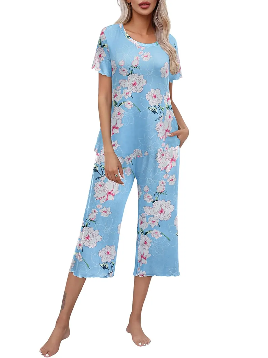 ⏳Limited time 50% discount💥Ensemble de vêtements de nuit Top et pantalon imprimés pour femmes
