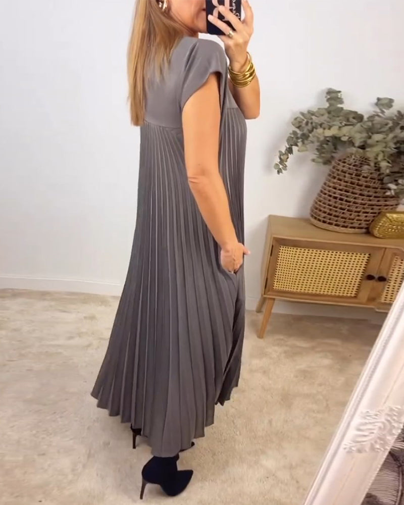 🔥VENTE CHAUDE🔥Robe sans manches plissée, simple et unie