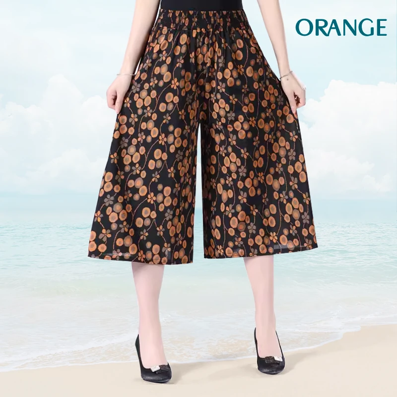 Jupe-culotte en mousseline plissée à taille haute élastique pour femmes💖