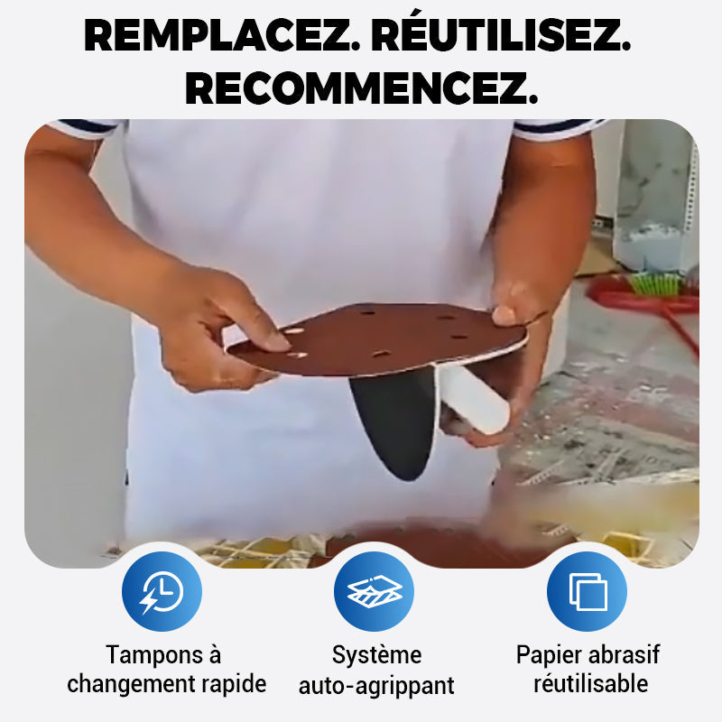 Outil de Ponçage Multifonctionnel Semi-Circulaire avec Papier Abrasif 🛠️✨ | Idéal pour Coins et Surfaces Courbes