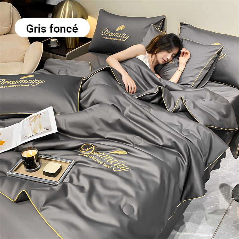 ⏳Offre spéciale à durée limitée⌛Parure de lit quatre pièces en velours de haute qualité💕Confortable et rafraîchissant