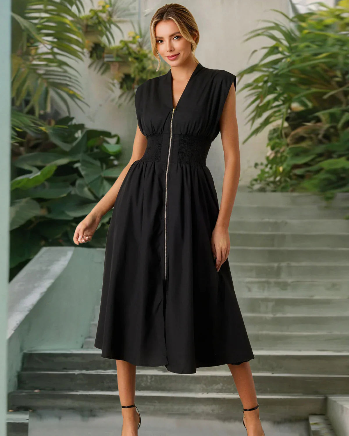 💃Vente à chaud 50⏰Robe longue élégante à col en V et fendue pour femmes👗