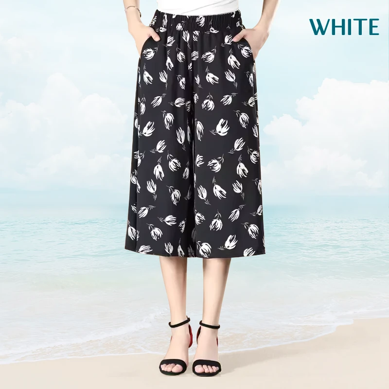 Jupe-culotte en mousseline plissée à taille haute élastique pour femmes💖