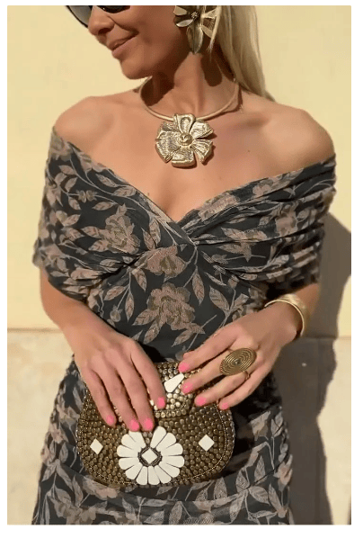 Robe élégante en maille avec motif floral pour femmes