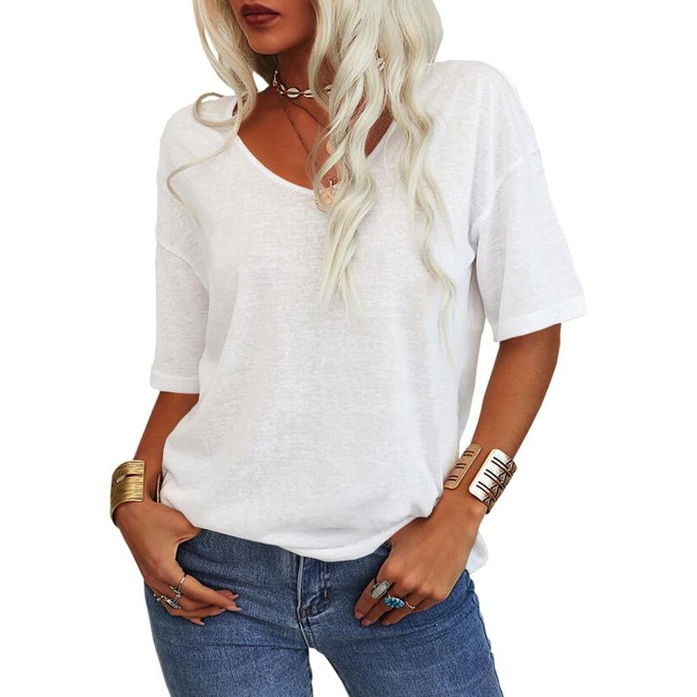 🔥Dernier jour 51% de réduction🔥T-shirt à Col V Uni pour