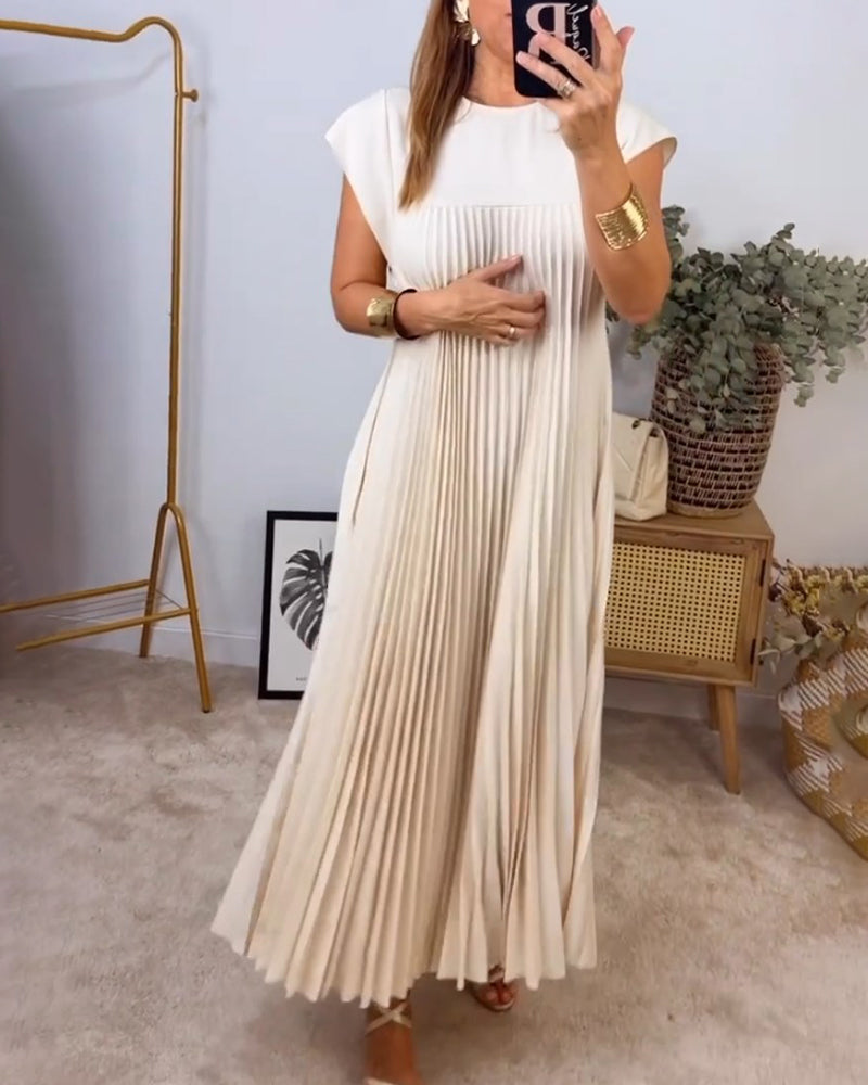 🔥VENTE CHAUDE🔥Robe sans manches plissée, simple et unie
