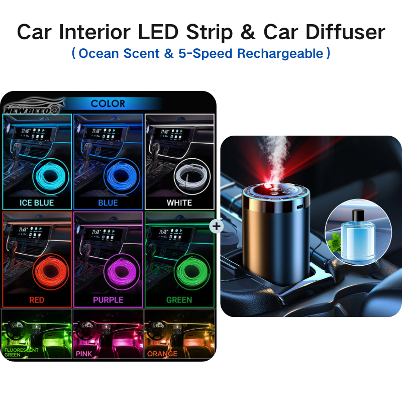 đ„ 50% RABATT NU! Bilens LED-ljusslinga för interiör â anpassad atmosfĂ€rsbelysning, enkel montering & perfekt för kvĂ€llskörning âš