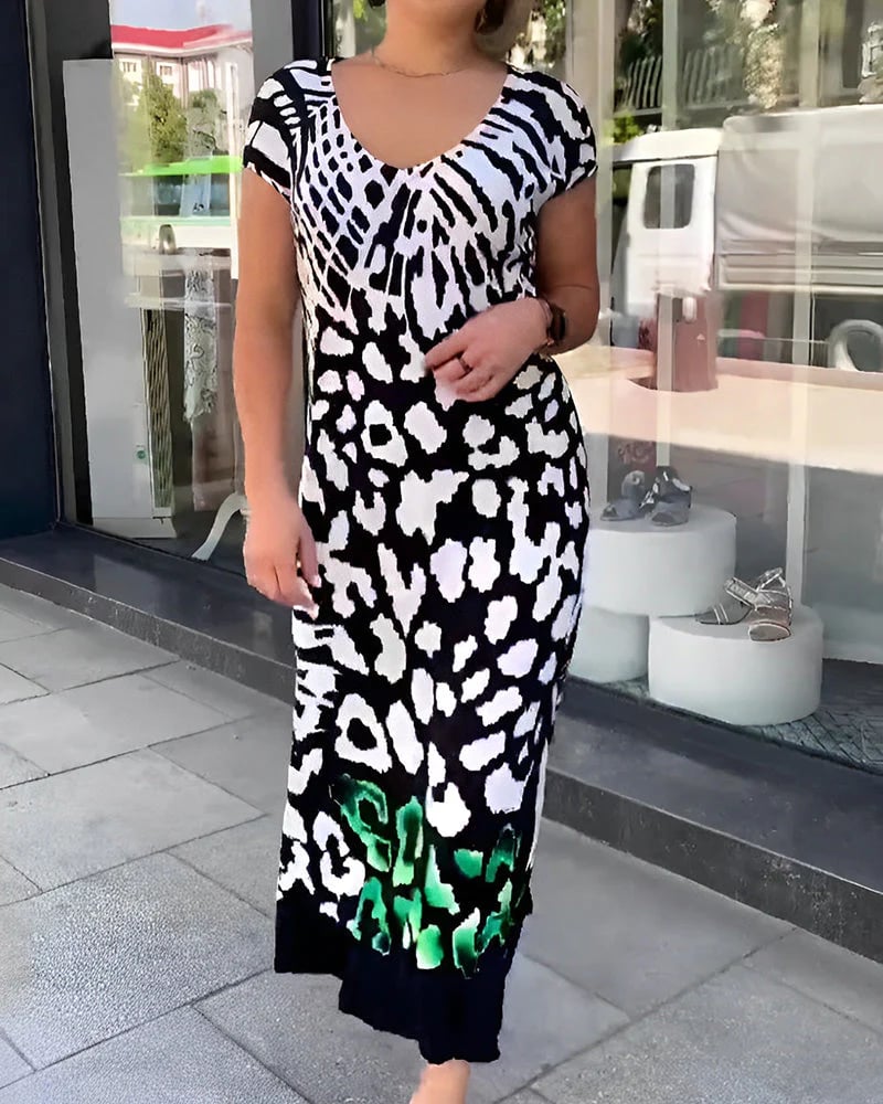 💖 Vente limitée -50% 💖 Robe décontractée à manches courtes imprimée