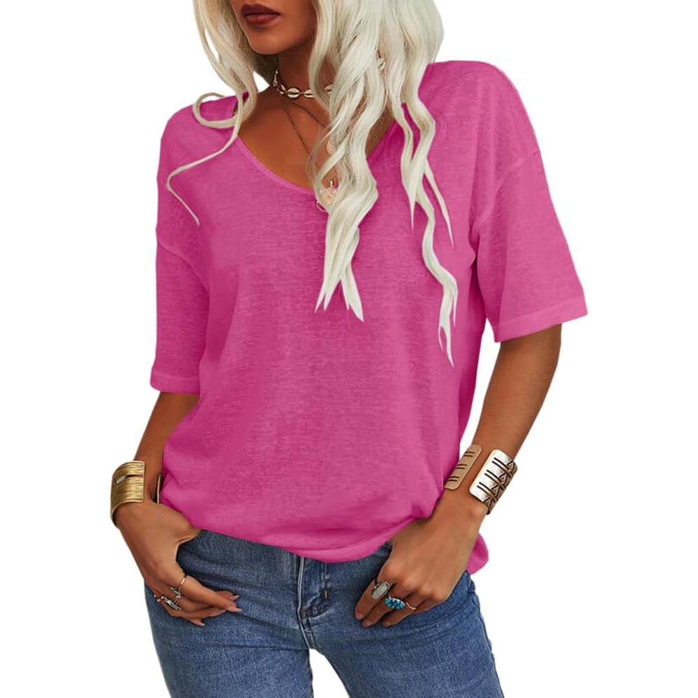 🔥Dernier jour 51% de réduction🔥T-shirt à Col V Uni pour