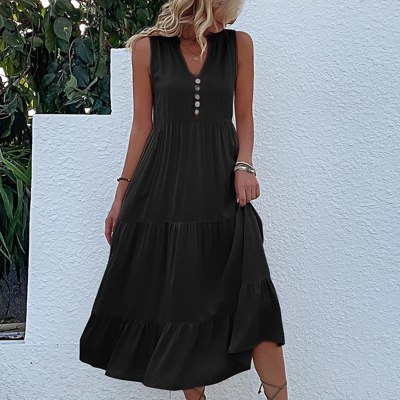 Soldes d'été - Robe à col en V confortable et respirante