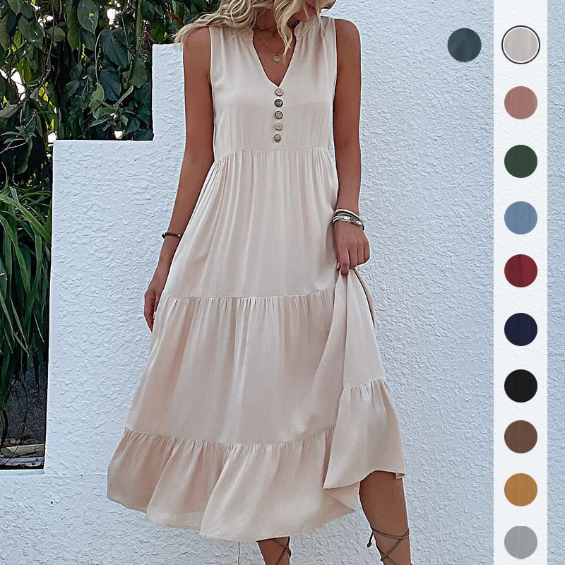 Soldes d'été - Robe à col en V confortable et respirante