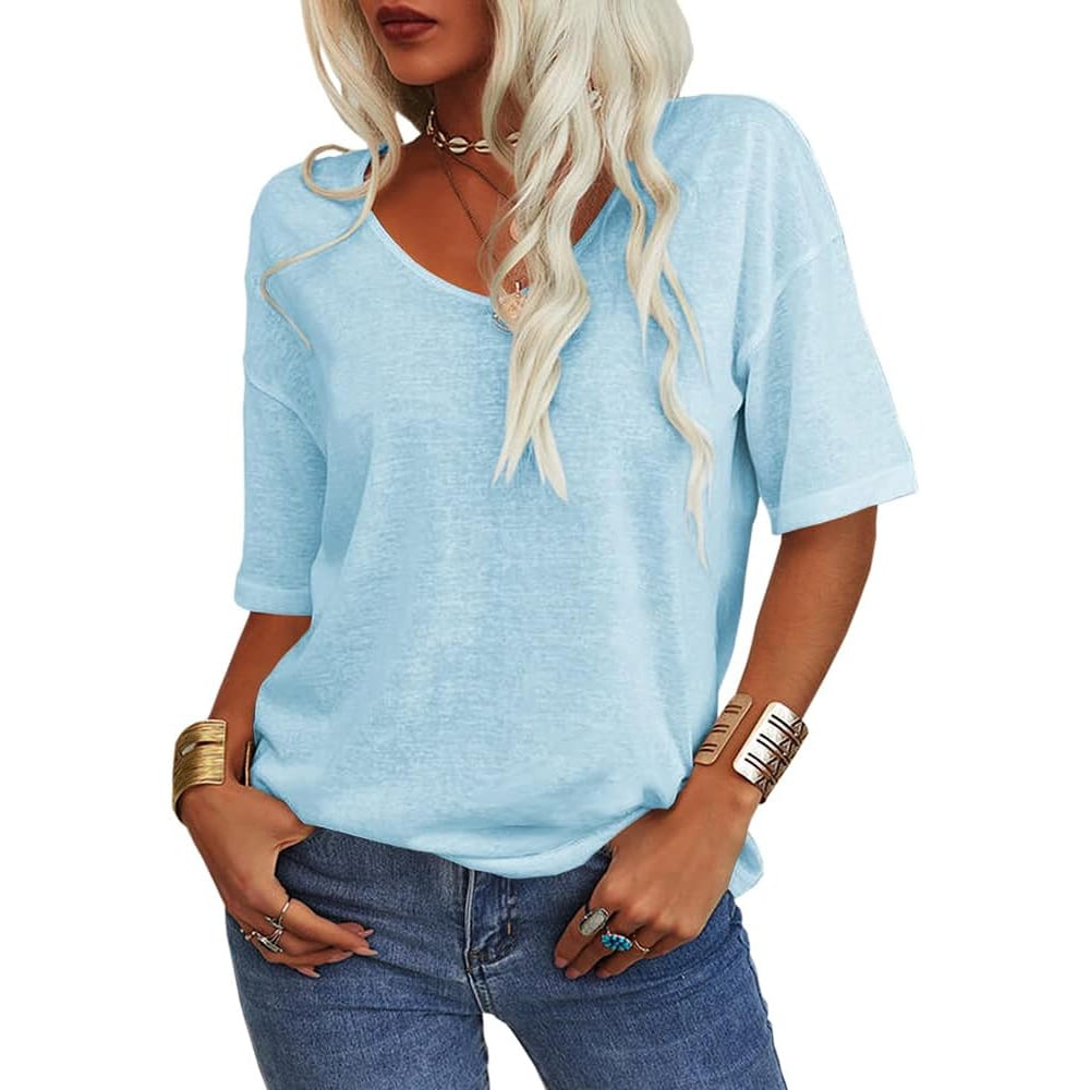 🔥Dernier jour 51% de réduction🔥T-shirt à Col V Uni pour