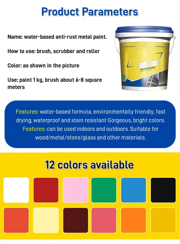 Peinture antirouille à base d'eau pour métaux