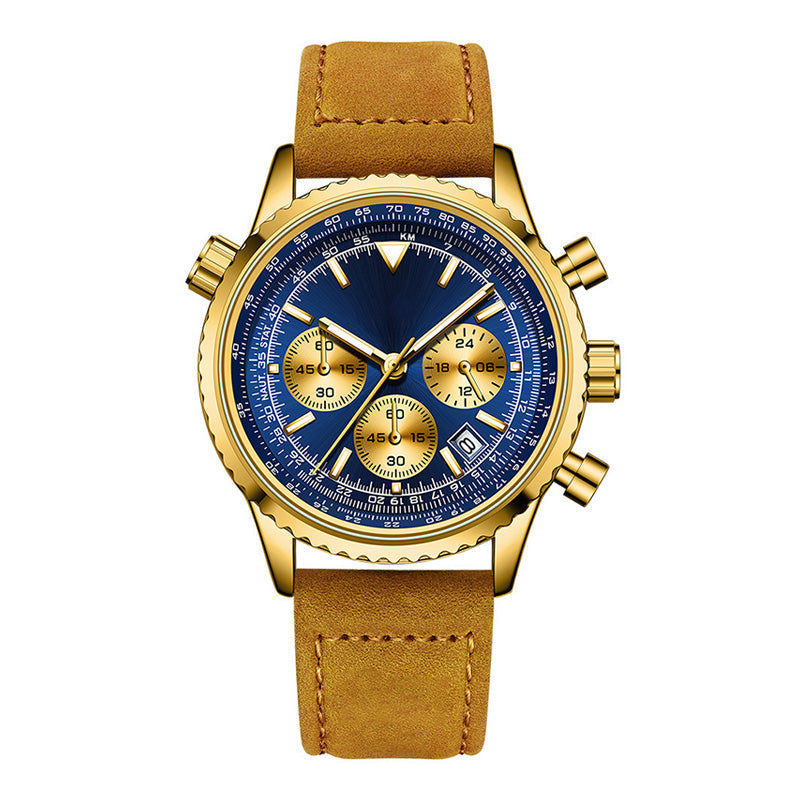 Montre quartz analogique multifonction chronographe étanche pour homme avec date