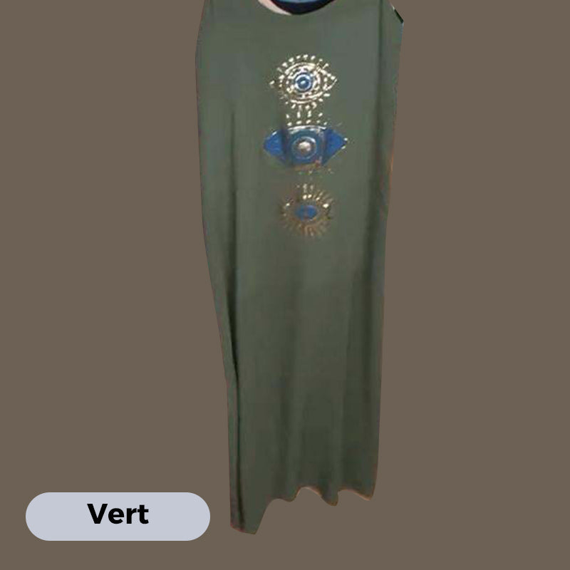 🔥Robe longue sans manches pour femmes avec impression de l'œil