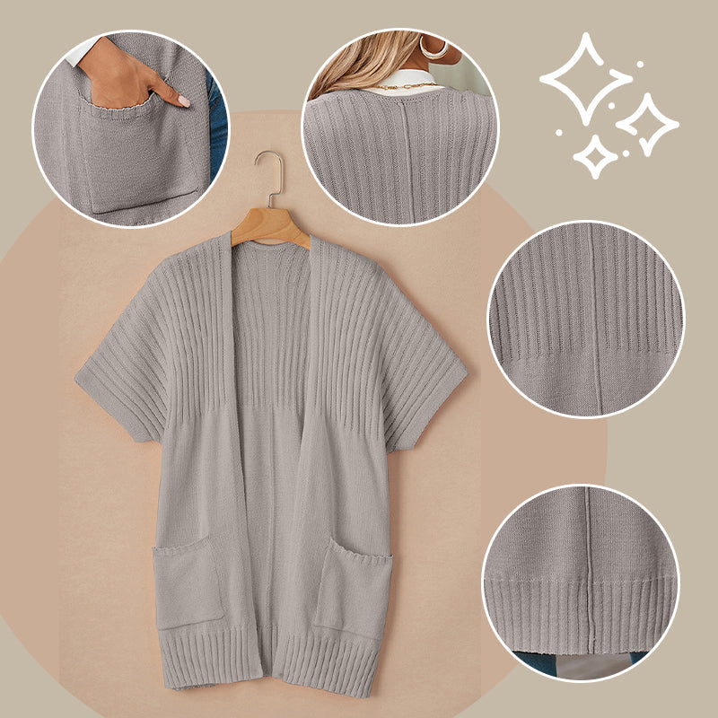 🎁✨Vente à chaud🔥Veste longue unie pour femme, ouverte sur le devant, avec poches ✈️Expédition incluse