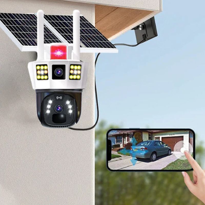 🔥Vente à chaud🔥Caméra de surveillance solaire intelligente à 360° avec moniteur à triple écran