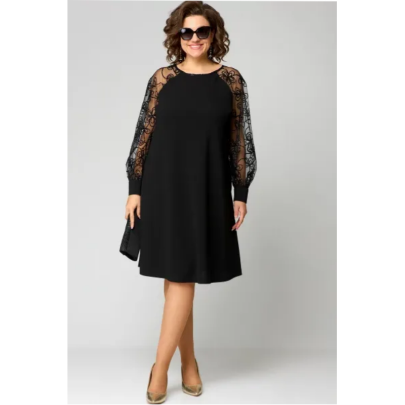 🔥55% de réduction saisonnière🔥Robe patchwork en dentelle à encolure ronde et manches longues