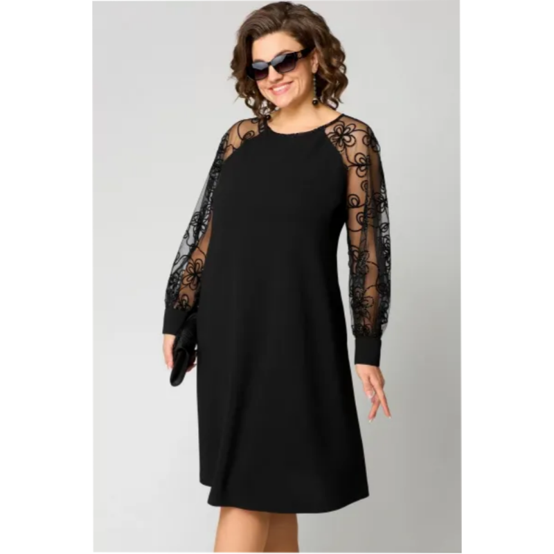 🔥55% de réduction saisonnière🔥Robe patchwork en dentelle à encolure ronde et manches longues