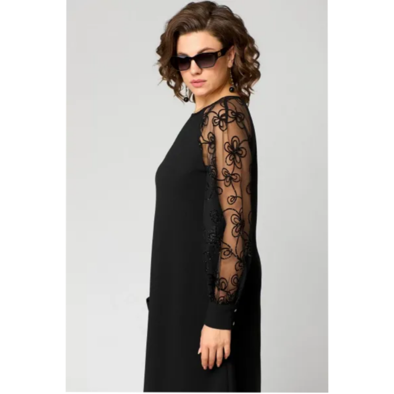 🔥55% de réduction saisonnière🔥Robe patchwork en dentelle à encolure ronde et manches longues