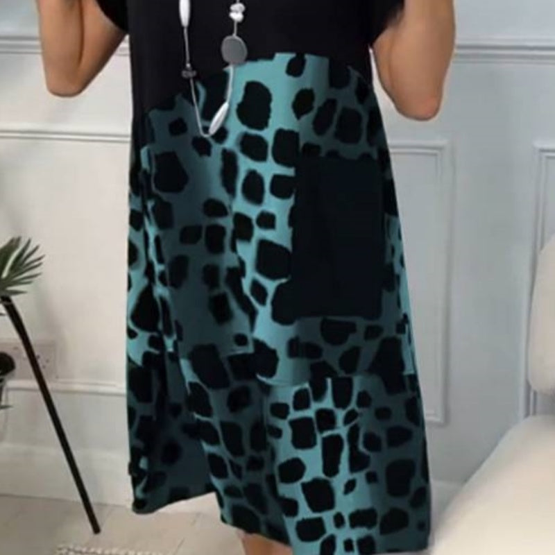 🌹Printemps 50% de réduction🌹Robe décontractée imprimée à encolure ronde et manches courtes