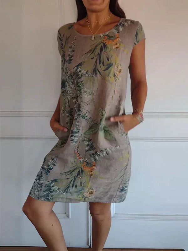 🌸Vente de Printemps🌸 Robe Imprimée Décontractée Avec Poches