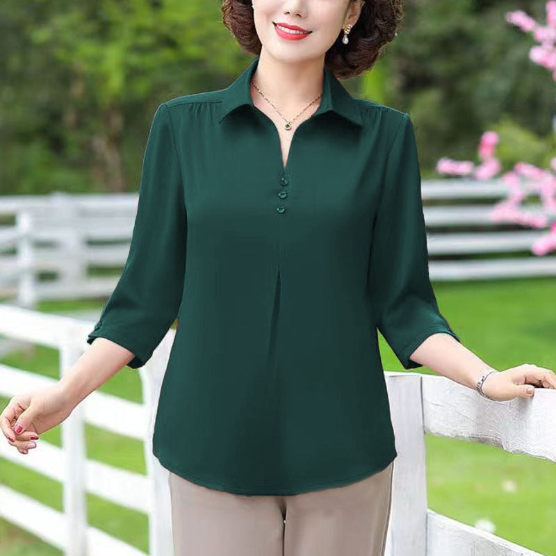 đ„Printemps 50% de rĂ©ductionđ„Chemise dĂ©contractĂ©e Ă col de couleur unie pour femmes