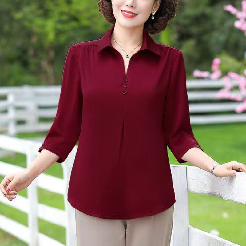 đ„Printemps 50% de rĂ©ductionđ„Chemise dĂ©contractĂ©e Ă col de couleur unie pour femmes