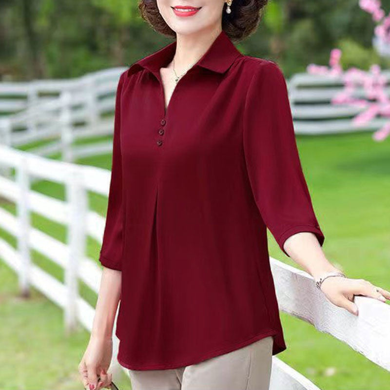 đ„Printemps 50% de rĂ©ductionđ„Chemise dĂ©contractĂ©e Ă col de couleur unie pour femmes