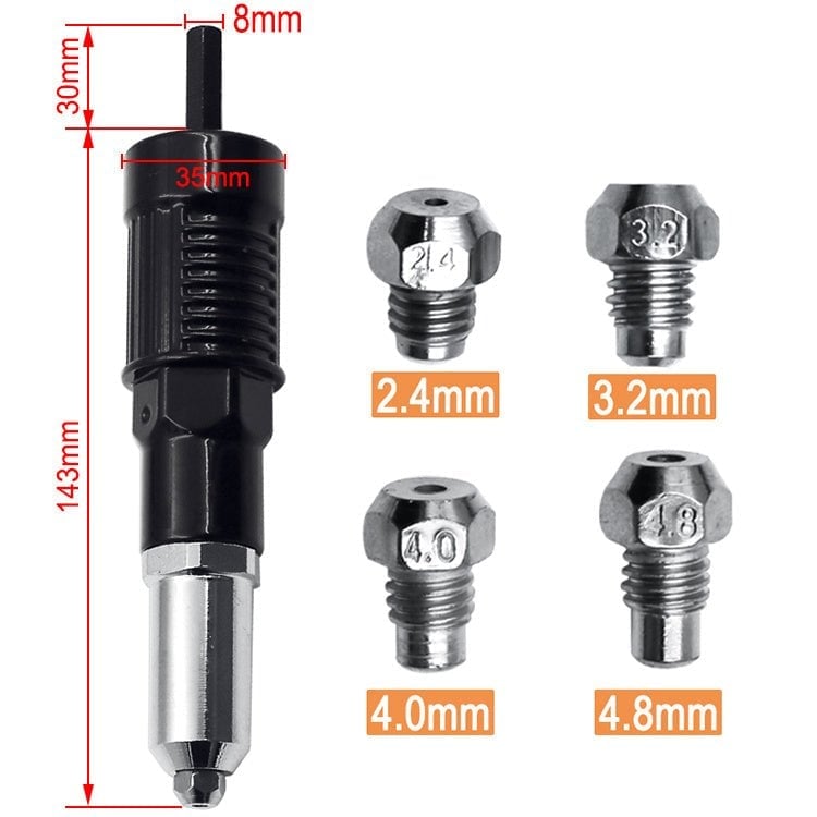 💥 Vente chaude 49% de réduction 💥 Kit d'adaptateur professionnel pour pistolet à rivets avec 4 boulons de buse assortis différemment