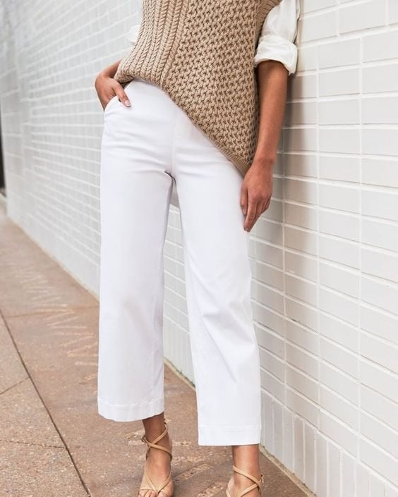 🔥VENTE CHAUDE 2025🔥Pantalon large court en sergé extensible