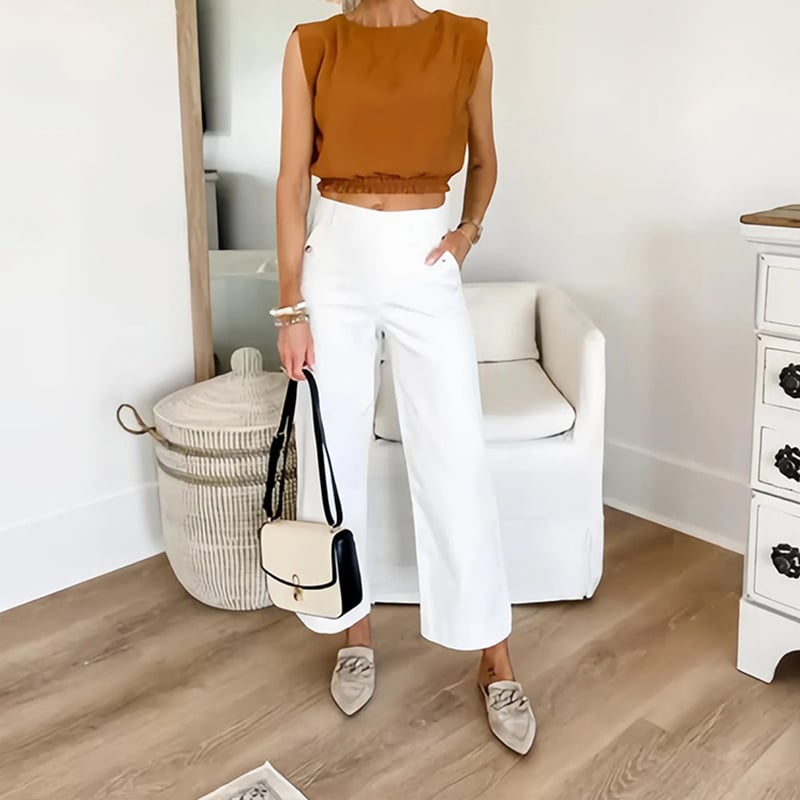 🔥VENTE CHAUDE 2025🔥Pantalon large court en sergé extensible