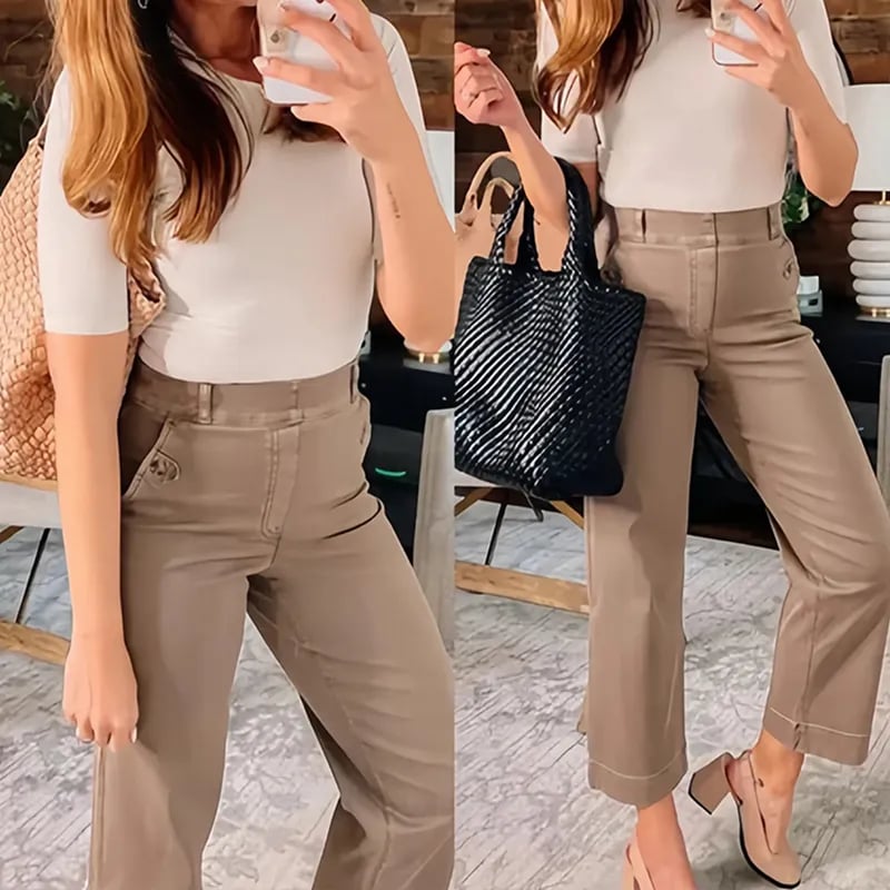 🔥VENTE CHAUDE 2025🔥Pantalon large court en sergé extensible