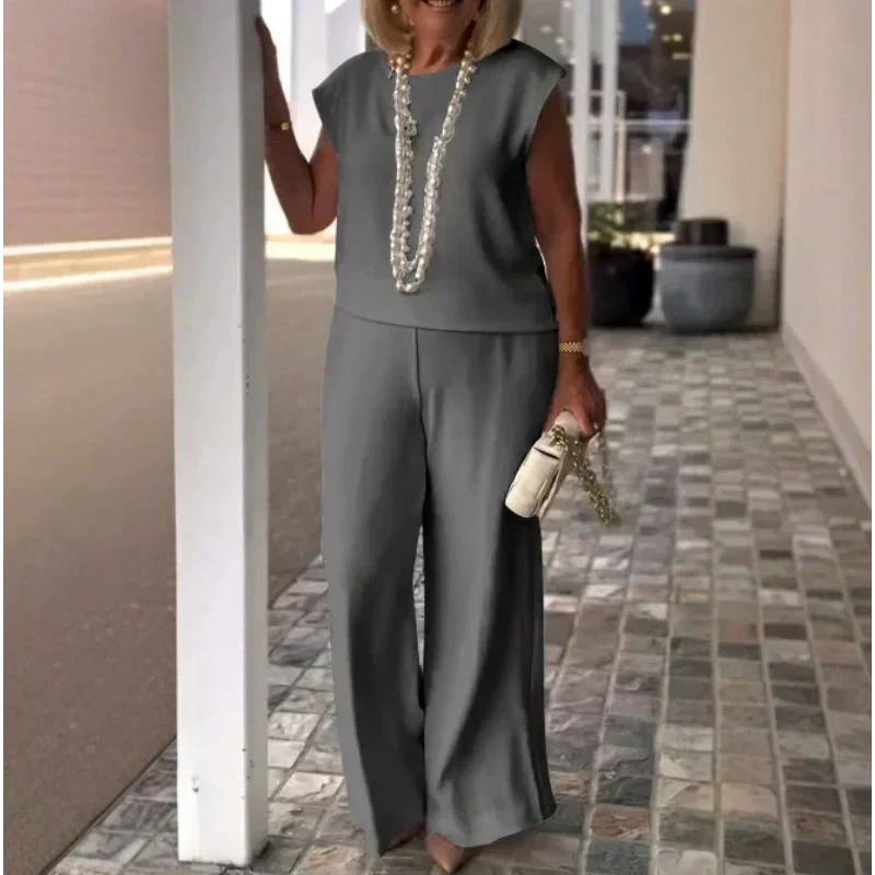 Meilleur vendeur✨️Haut sans manches à col rond et pantalon pour femmes(🔥53 % de réduction)