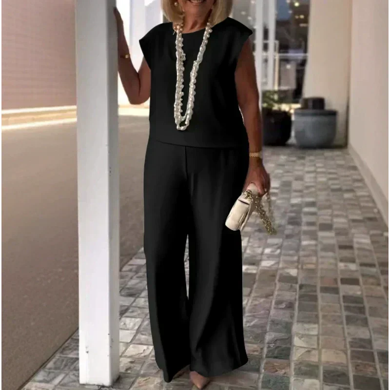 Meilleur vendeur✨️Haut sans manches à col rond et pantalon pour femmes(🔥53 % de réduction)