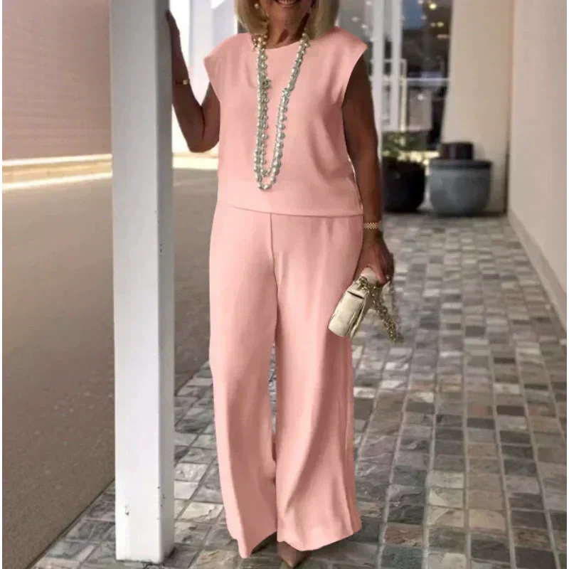 Meilleur vendeur✨️Haut sans manches à col rond et pantalon pour femmes(🔥53 % de réduction)