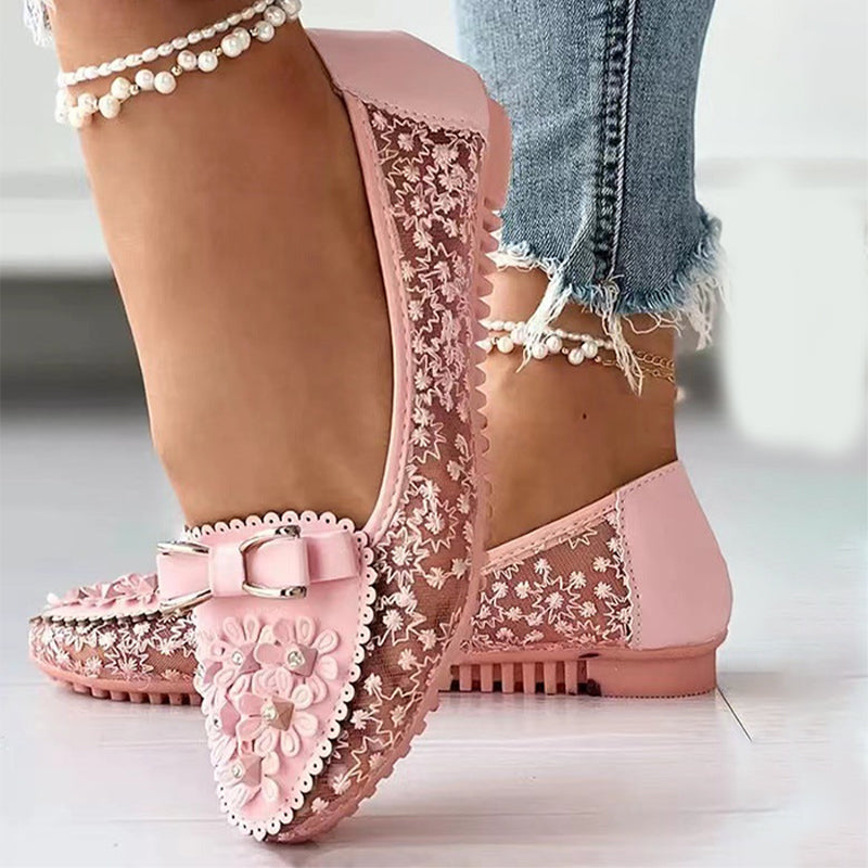 Chaussures à semelles souples et à fleurs pour femmes