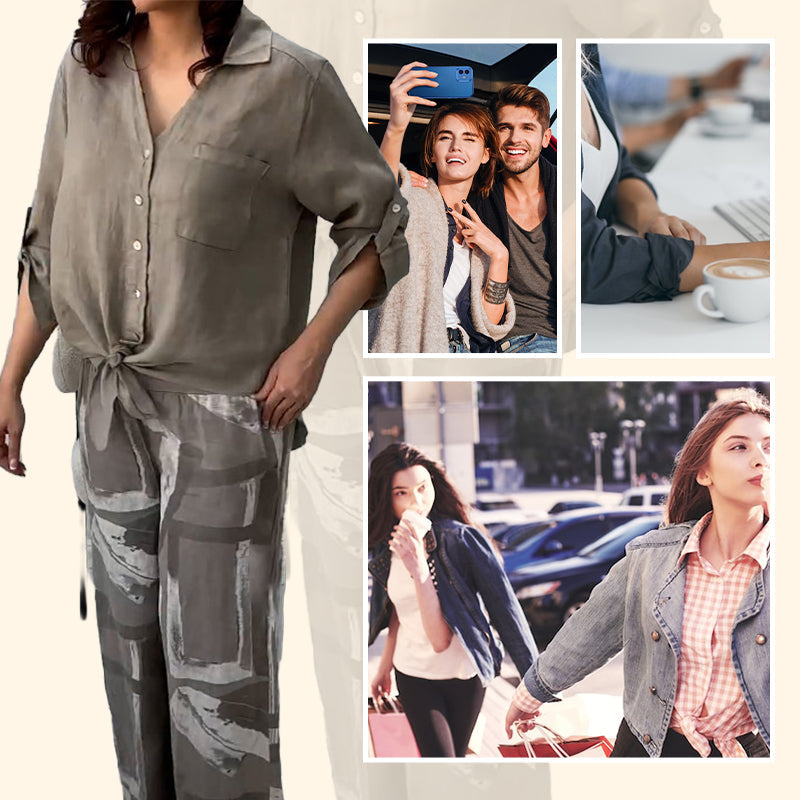 Ensemble deux pièces pour femme, cardigan ample et pantalon taille haute