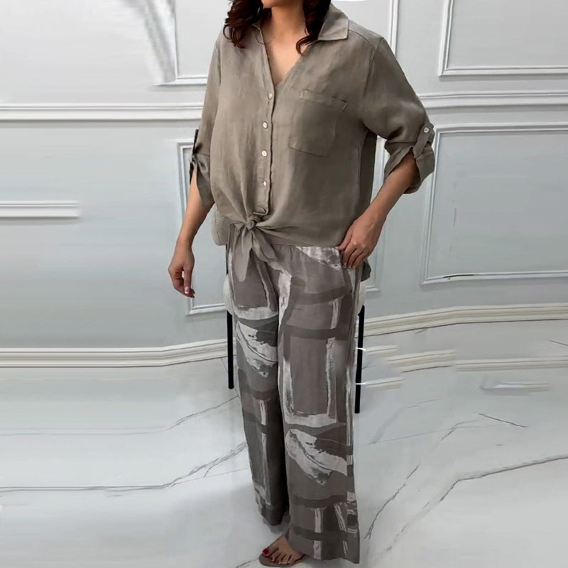 Ensemble deux pièces pour femme, cardigan ample et pantalon taille haute